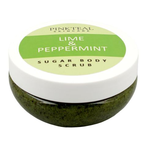 Pinkteal Skincare Lime & Peppermint Sugar Body Scrub, Shea Butter, Coconut Oil, 250g